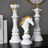 resin chess pieces board games accessories retro aesthetic room decor for interior home decoration chessmen sculpture