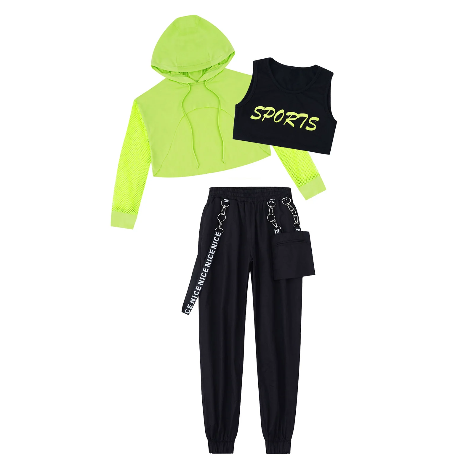 Kids Dance Outfits Tracksuit Girls Hip-Hop Clothes Yoga Sweatpants Modern Dance Costume Teens 12 14 16 Years Fashion Streetwear