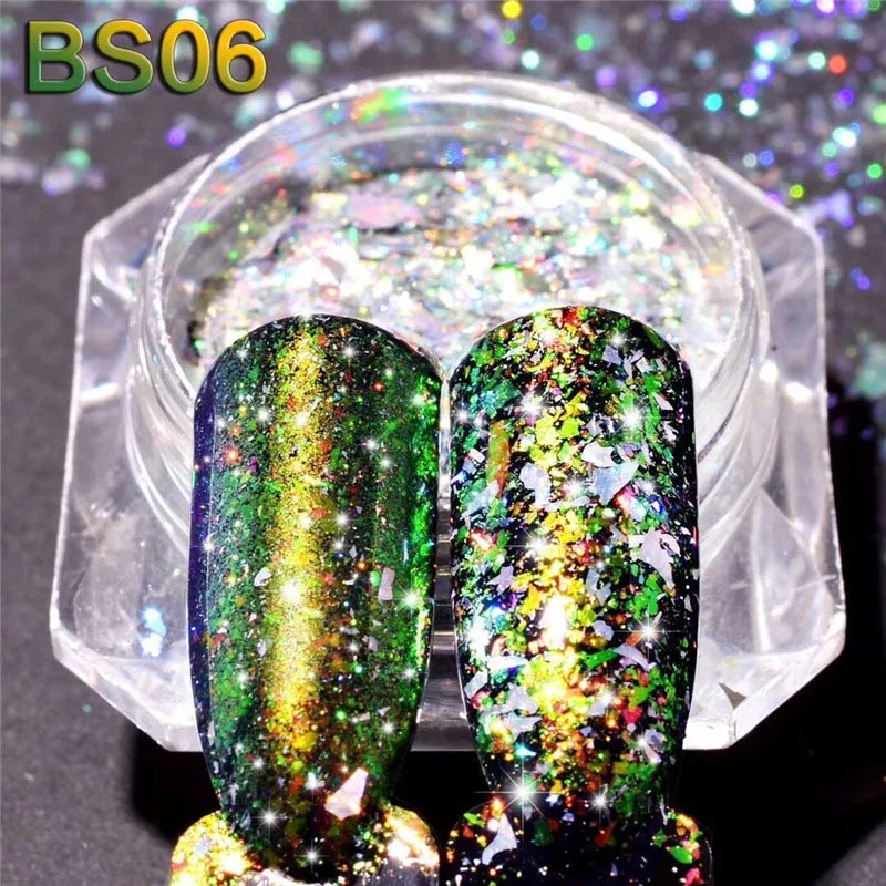 0,2 г/кор. лазерный блеск Galaxy Holo чешуйчатый Радужный дизайн ногтей голографические блестки порошок блестки