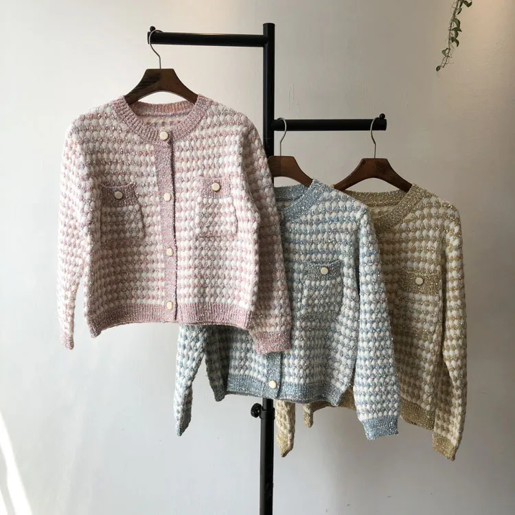 

Vintage Elegant O-neck Women Cardigan Sweater 2021 Spring Autumn Full Sleeve Single-breasted Fashion Female Jumpers Tops Femme