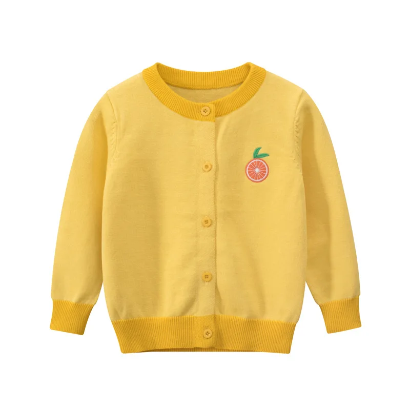 

2020 Autumn and Winter New Children's Long-sleeved Girl Cardigan Sweater Kids Bottoming Shirt Girls Cartoon Fruits Sweater Coat