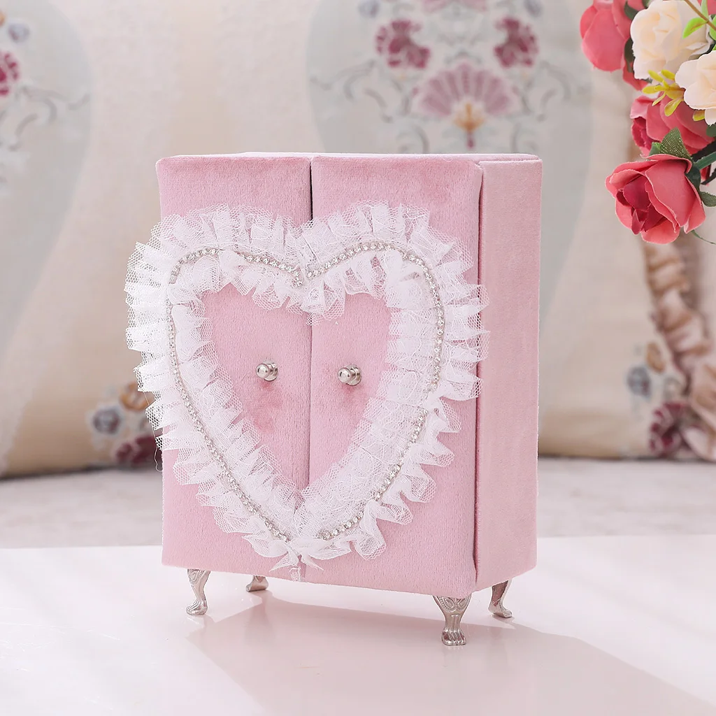 

Velvet Closet Shape Jewelry Organizer Box Jewelry Rings Earrings Show Case
