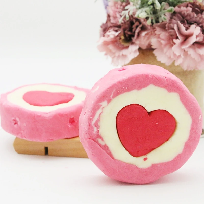 

Bubble Heart Bath Bomb Natural Fizzy for Women Moisturizes Dry Sensitive Skin. Releases Color, Scent, and Bubbles