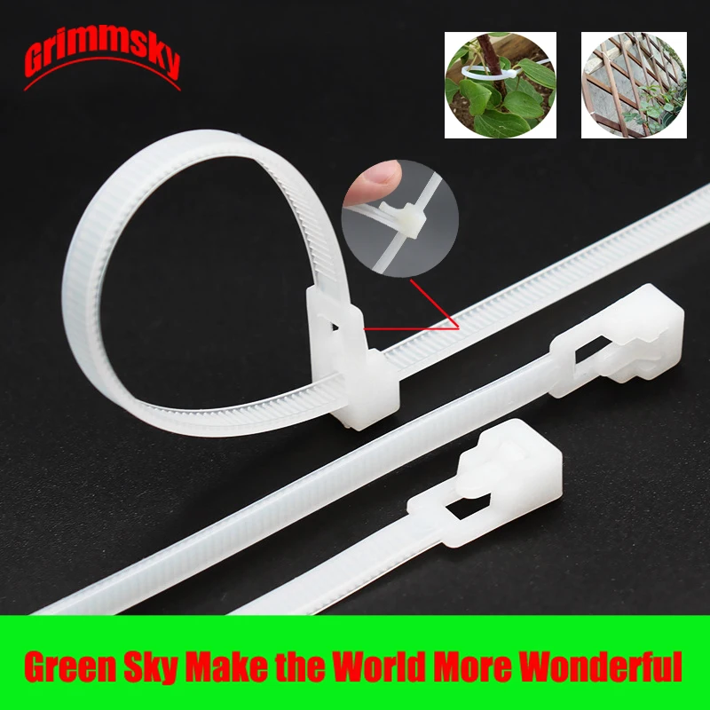 

20Pcs/Lot Black White Color 6/8/10/12/16/18inch Garden Tree Climbing Support Plastic Plant Cable Ties Reusable