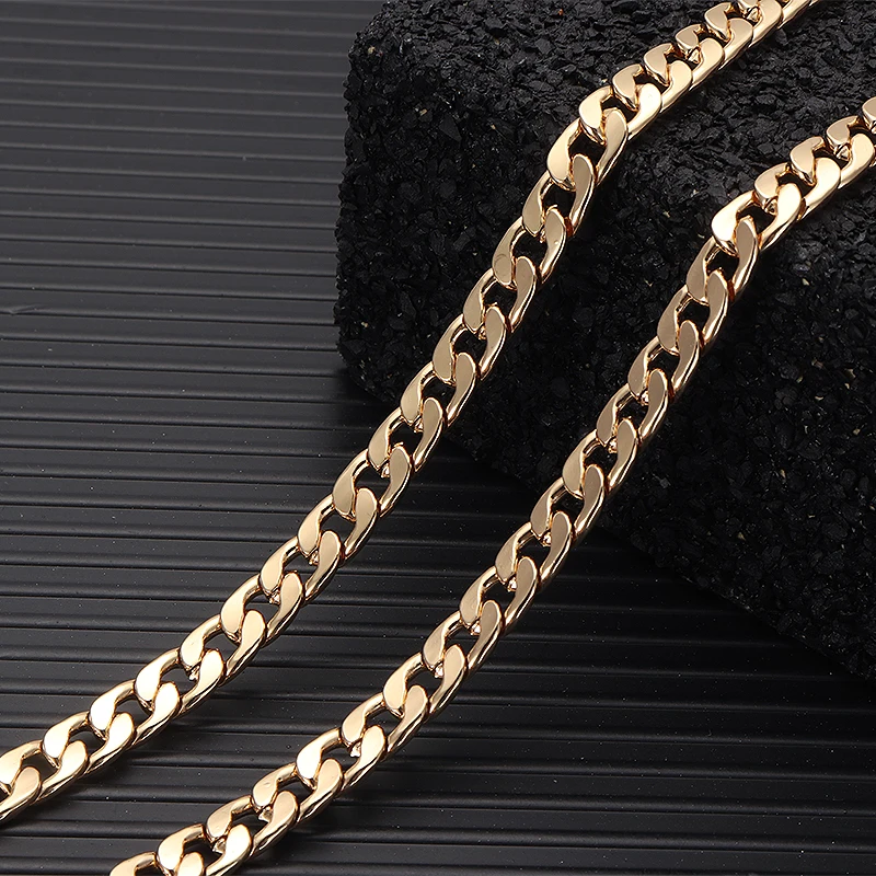 Унисекс желтое твердое золотое кубинское ожерелье в стиле панк хип-хоп мужское