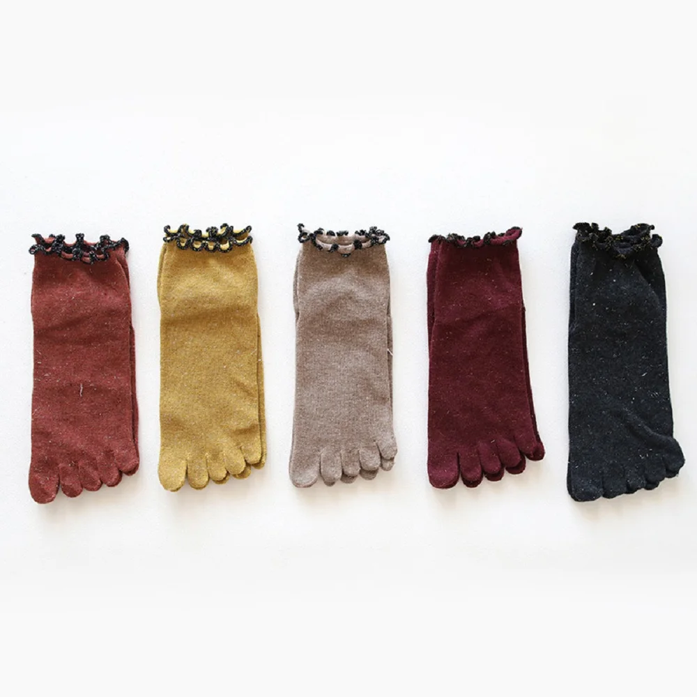 Новые носки карамельных цветов с пальцами милые короткие пятью для девочек