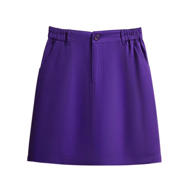

Plus Size Mini Skirt For Women New 2021 Ladies Summer Large Casual Loose A-line Cotton Purple Pocket Skirts 3XL 4XL 5XL 6XL 7XL