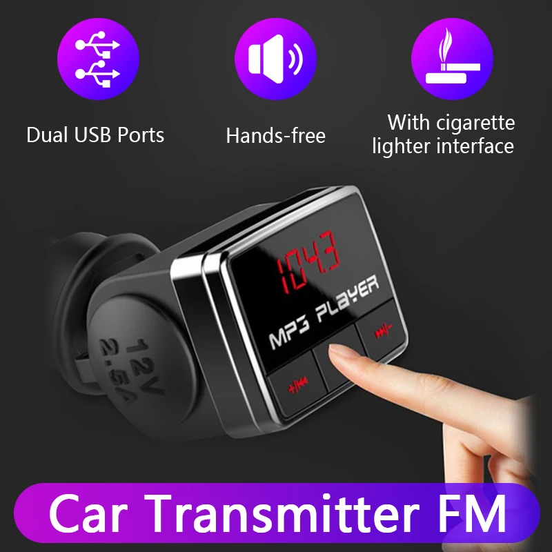 1,3 большой экран Автомобильный Bluetooth fm-передатчик с прикуривателем Hands-Free модулятор FM двойной usb зарядное устройство Поддержка TF карты