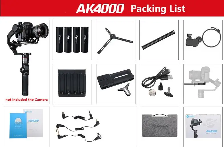 AK4000 FeiyuTech handel гиростабилизатор Feiyu AK2000 AK4000 3-Axis 2,8 кг 4 Камера стабилизатор для цифрового фотоаппарата Panasonic GH5 для sony цифровой зеркальной камеры Canon Nikon - Цвет: AK4000