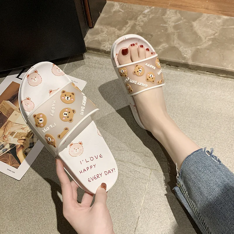 2022 Summer Shoes Women Slippers Sandals Cartoon Bear Soft Flat Antiskid Slides Home Shoes Woman Chaussure Femme sandalias mujer