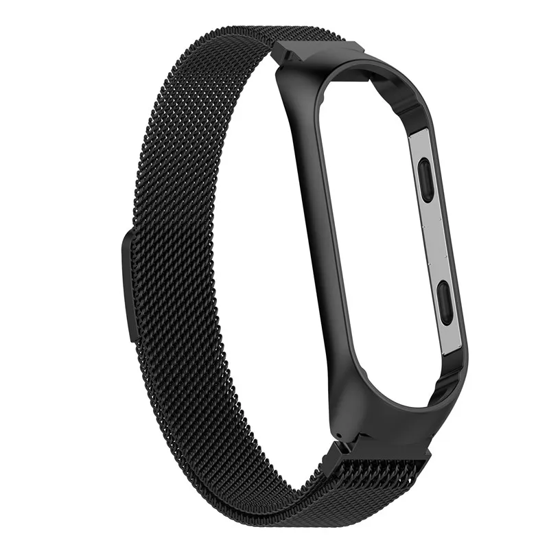 Модный магнитный ремешок для xiaomi mi band 3 4 часов из нержавеющей стали сменный