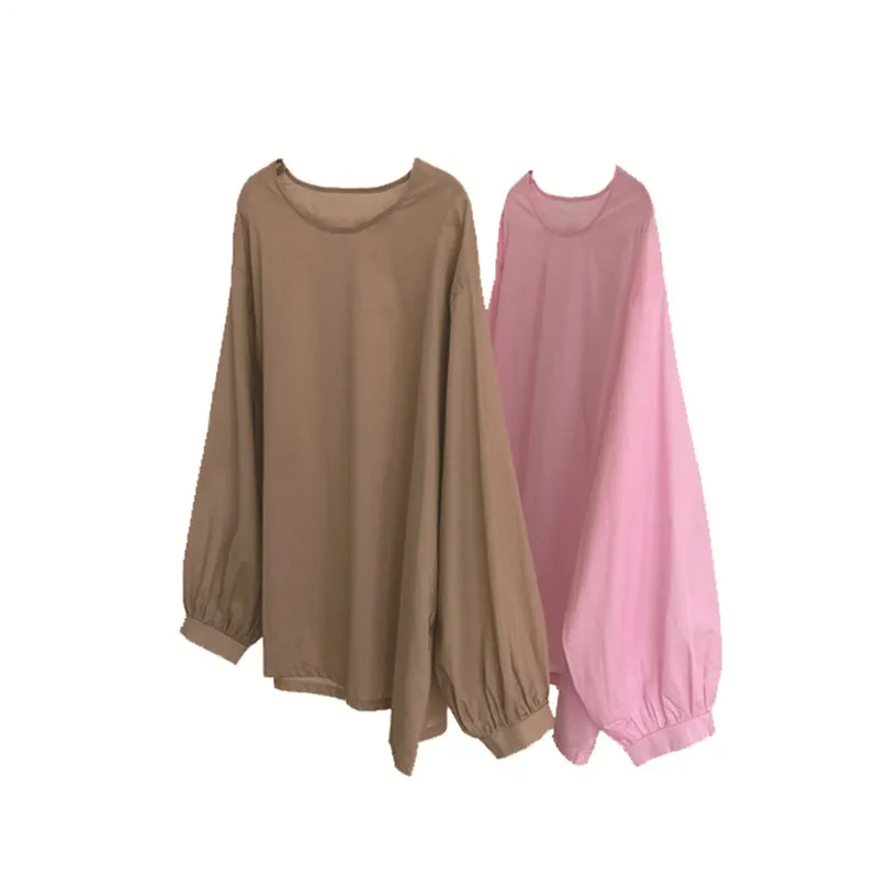 

Women Autumn Fashion New Solid Color Casual Elegant Brand Cotton Blouse Female Loose High Quality Lantern Sleeve Shirt Top ML718