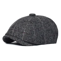 autumn winter newsboy ivy caps plaid beret hats england gatsby retro octagonal hat driver flat cap