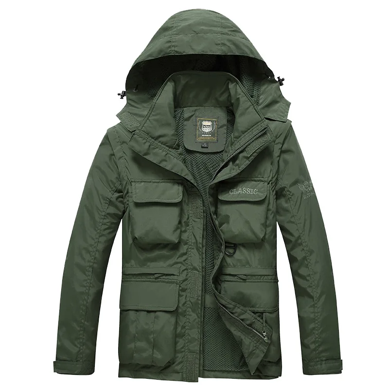 

Mens Jackets Men's Spring Autumn Outdoors Jacket Casual Travels Windbreaker Coat Hooded Jacket Removable sleeve Outerwear Male