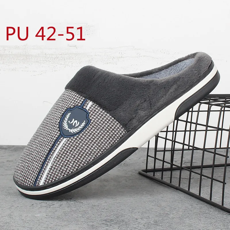 

Large size winter men's home cotton slippers women's warm wool indoor slippers thick-soled plush shoes 48 49 50 51