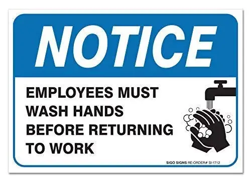 

Работники должны мыть руки, подписывать знаки, знаки безопасности 12x16 дюймов Предупреждение ловянный металлический налет