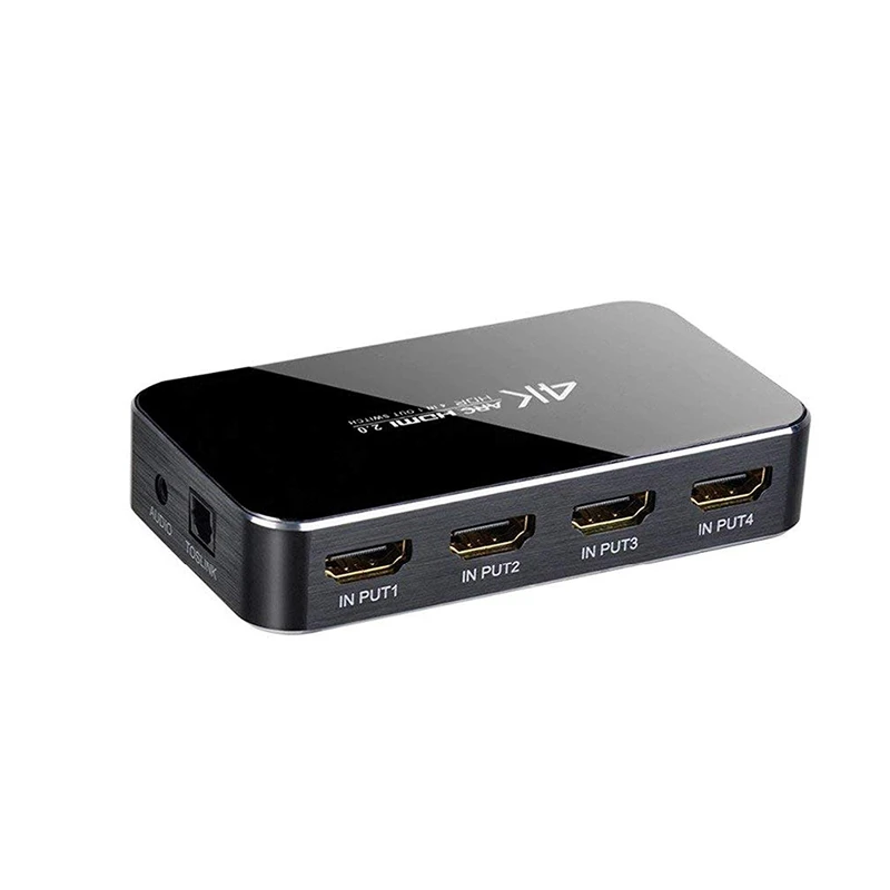 

Promotion--HDMI Switch 4K@60Hz 4 in 1 Out with Audio Optical/Remote Control, HDMI Splitter with Audio Extractor Support ARC