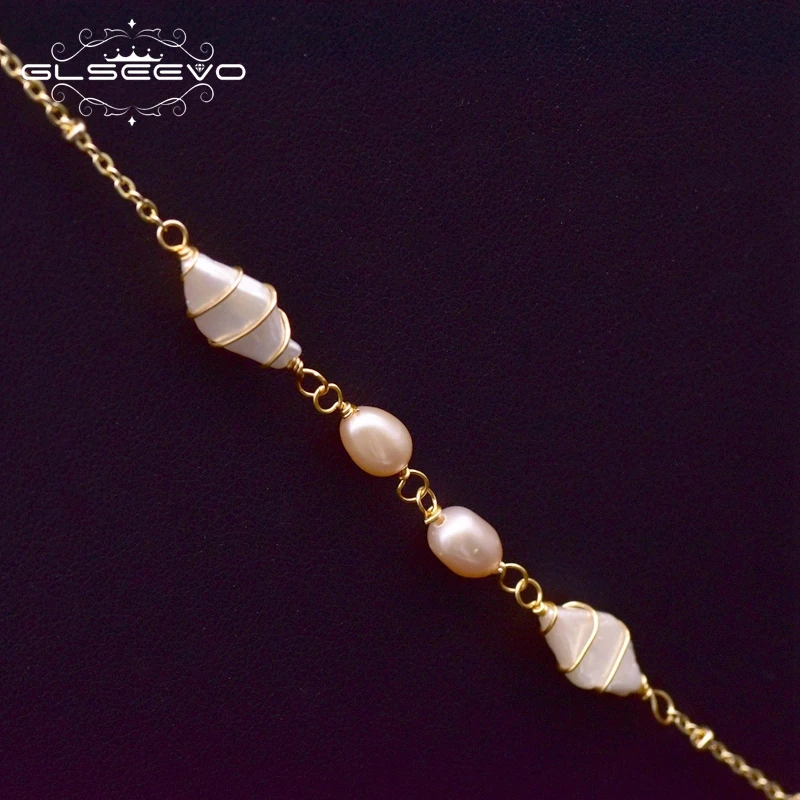 

GLSEEVO Natural Fresh Water White Pearl Long Pendant Necklace For Women Girl Lovers' Engagement Gift Accesorios Mujer GN0159