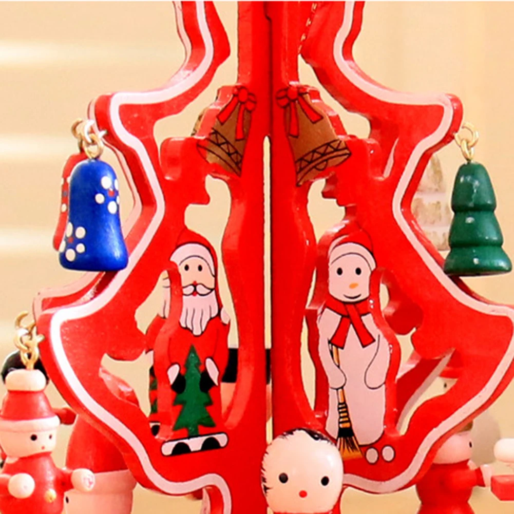 Wooden Christmas Tree Rotating Carousel Music Box Kids Toy Gift Table Decor Swivel Mom and Dad Gifts Birthday mus | Дом и сад