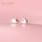 Серьги-гвоздики женские из серебра 925 пробы в виде мыши