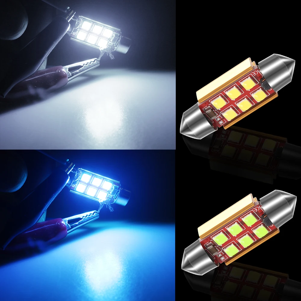 2 шт. C5W C10W гирлянда 31 36 39 41 мм светодиодный лампы 3030 8SMD Canbus Авто Внутренняя