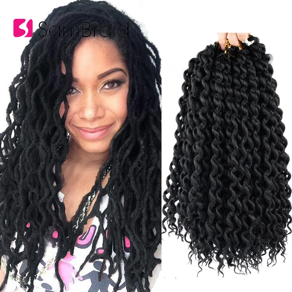 SAMBRAID Faux locs Curly вязание крючком волосы крючком косы 24 дюйм плетение волос наращивание синтетические волосы для женщин