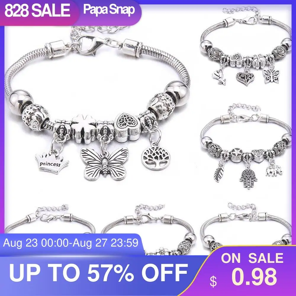 Браслеты подвески и браслеты ювелирные изделия белые бабочки корона бусины