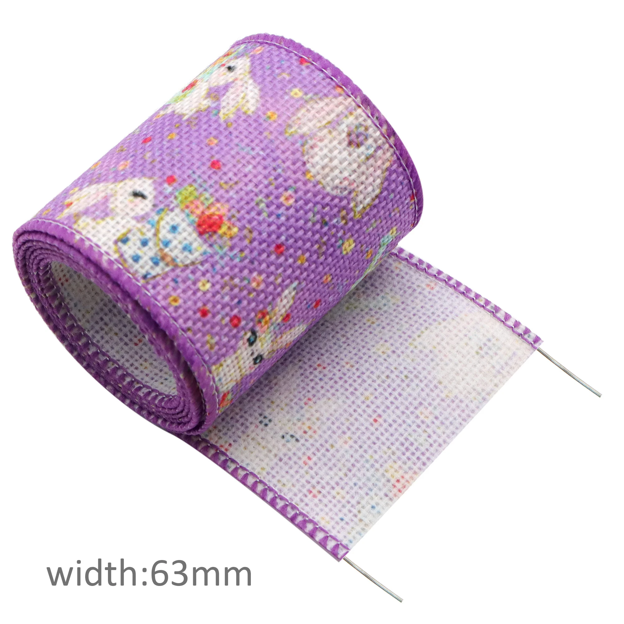 5 ярдов 63 мм Пасхальная лента с проводными краями из мешковины принтом кролика