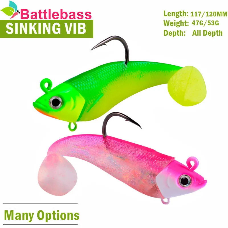 

BATTLEBASS Jig Head Мягкая силиконовая рыболовная приманка воблеры свимбейт искусственная Мягкая приманка снасти для ловли окуня (1 головка + 2 задни...