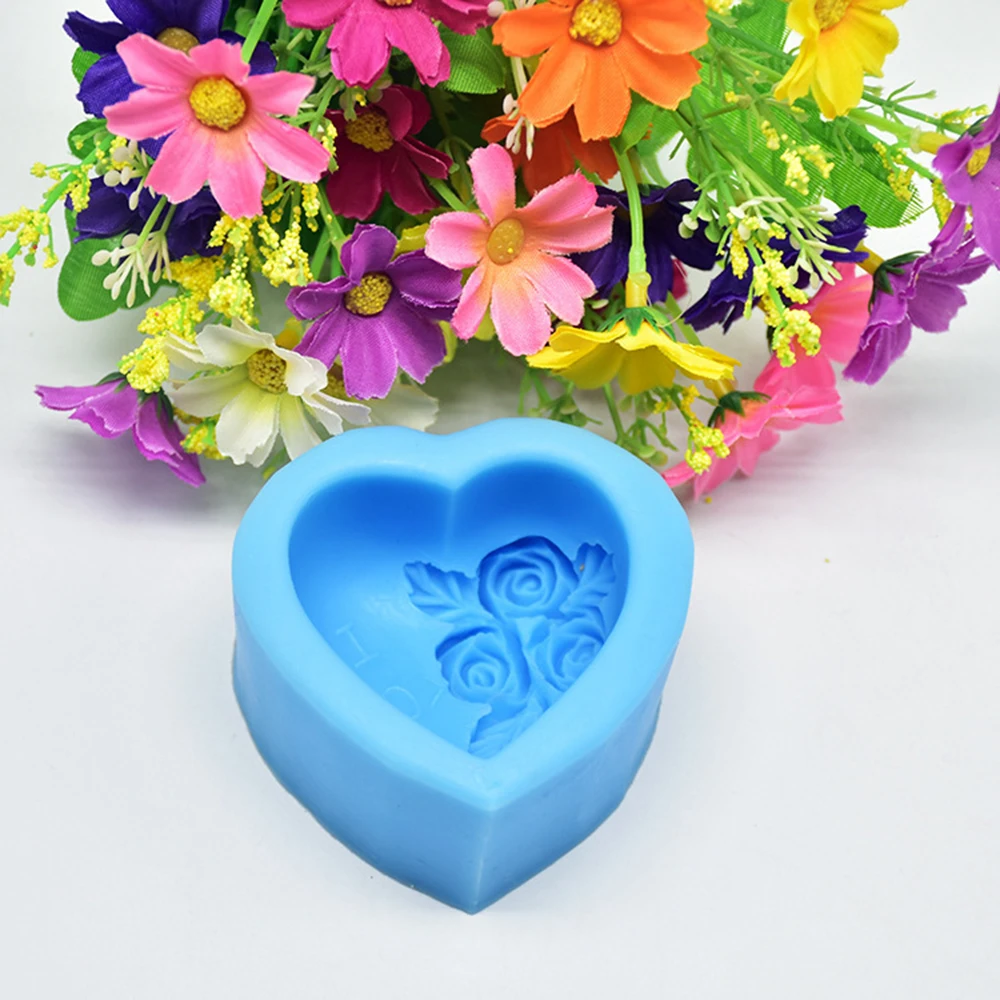 Силиконовая форма для торта шоколадная декоративная в форме розы сердце