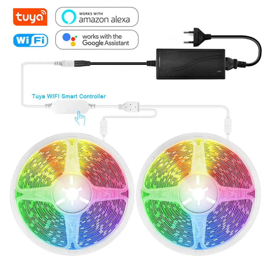 

Tuya Smart WIFI LED Light Strip RGB 5050 12V 5m 10m 20m 30led/m App Remote Smart Home Decoration Compatible Alexa Google Home