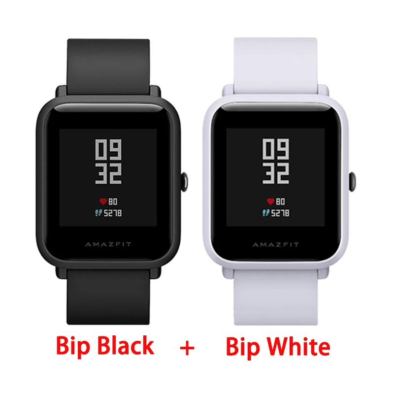 Black add White Смарт-часы Amazfit bip с английским/испанским/русским мультиязычным спортом, глобальная версия фитнес-часов - Цвет: Black add White