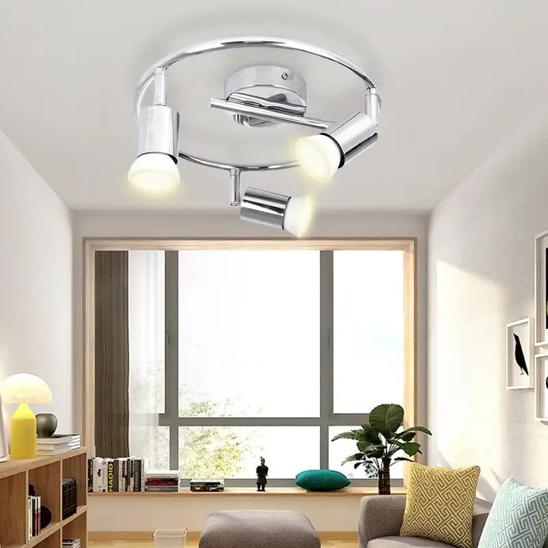 Luz Led de techo con giro GU10, moderna, AC85-265V, tres cabezales, foco de techo, lámpara de techo interior