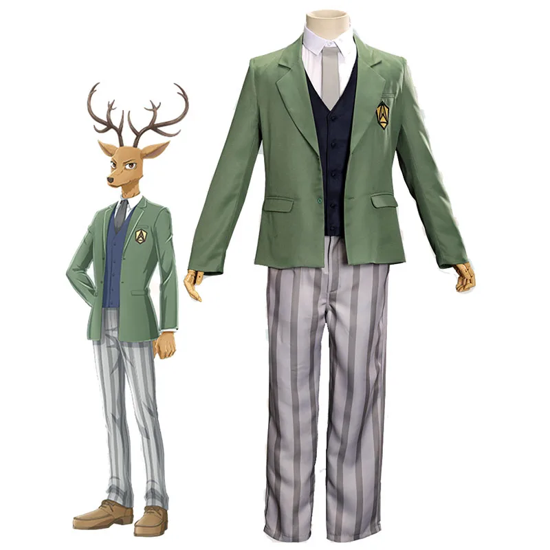 

Beastars Costume Deer Louis Suit Set Shirt Vest Pants Tie Wolf Legoshi Mask School Uniform Halloween Cosplay Props