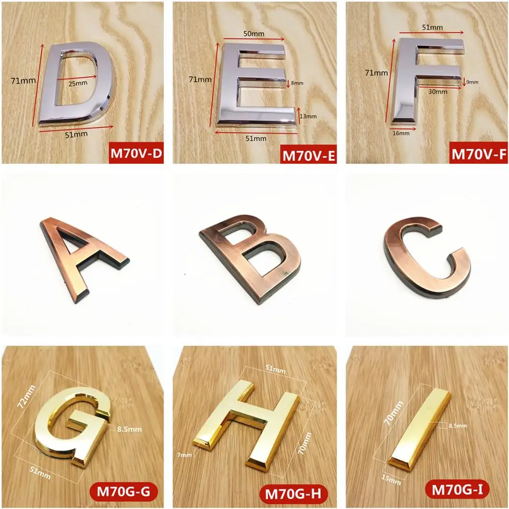 7 см наклейки с буквами индивидуальные A Z номерные знаки для дверей дома ABS