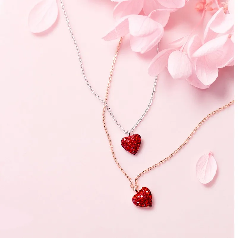 

Цепочка женская из серебра 100% пробы, с красным кубическим цирконием, розовое золото