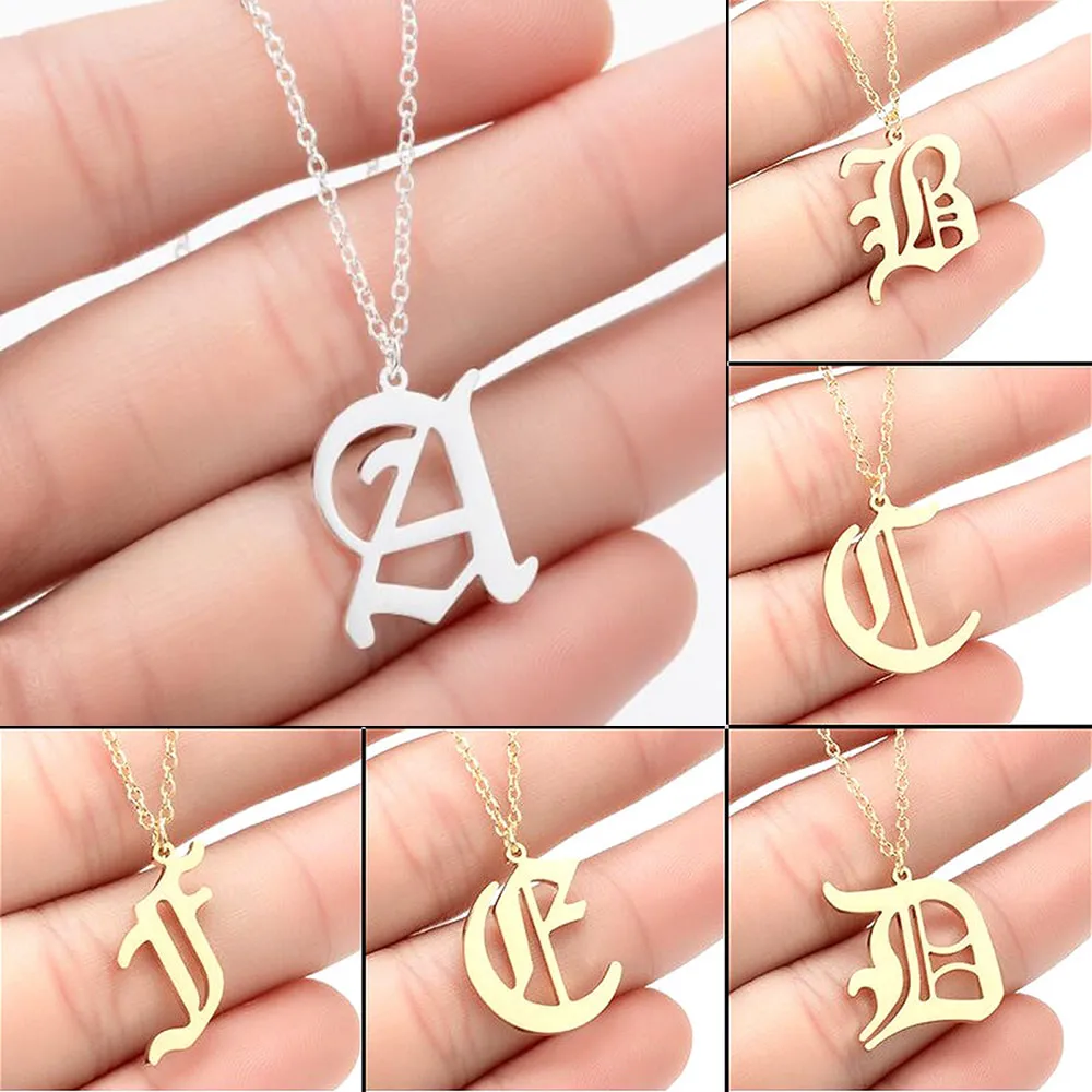 

316 Stainless Steel Gold Necklace Specially Designed Initial Necklace A / B / C / D / E / F Charms Women Jewelry Letter Necklace