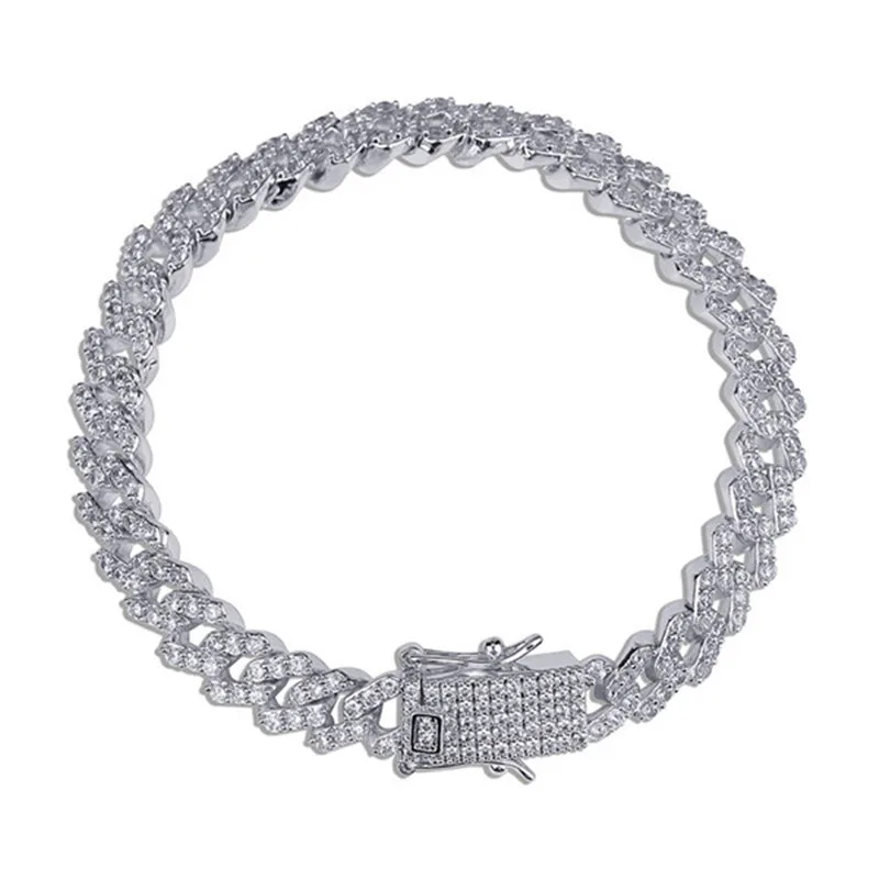 Хип-хоп полный Iced Out циркониевый покрытый стразами 10 мм браслет для мужчин