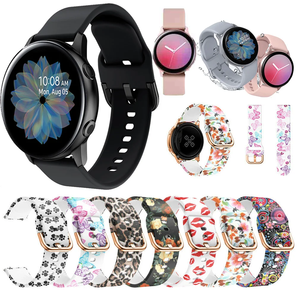 Для Samsung Galaxy Watch Active 2 40 44 мм мягкий силиконовый браслет 20 для amazfit GTR 42 ремешок Active2