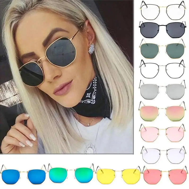 

Eyewear Sunglasses Women Vintage Polygon Glasses Retro Square Small Sunglasses Men Coat Shades