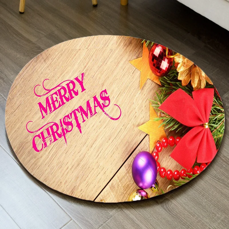 

Merry Christmas Round Carpet Lotus Chair Floor Mat Soft Carpets for Living Room Anti-slip Rug Bedroom Decor Carpet Area Rug