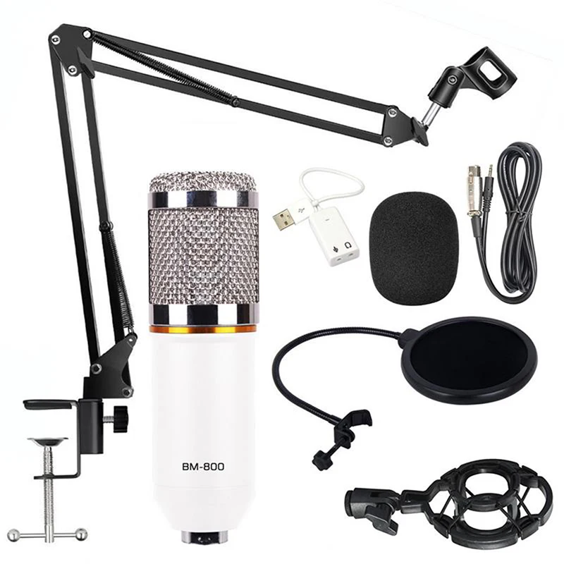 

BM800 Audio Vocal Studio Mic Condenser Microphone Kit Arm Stand Mount For KTV Studio Condenser Radio Singing Recording