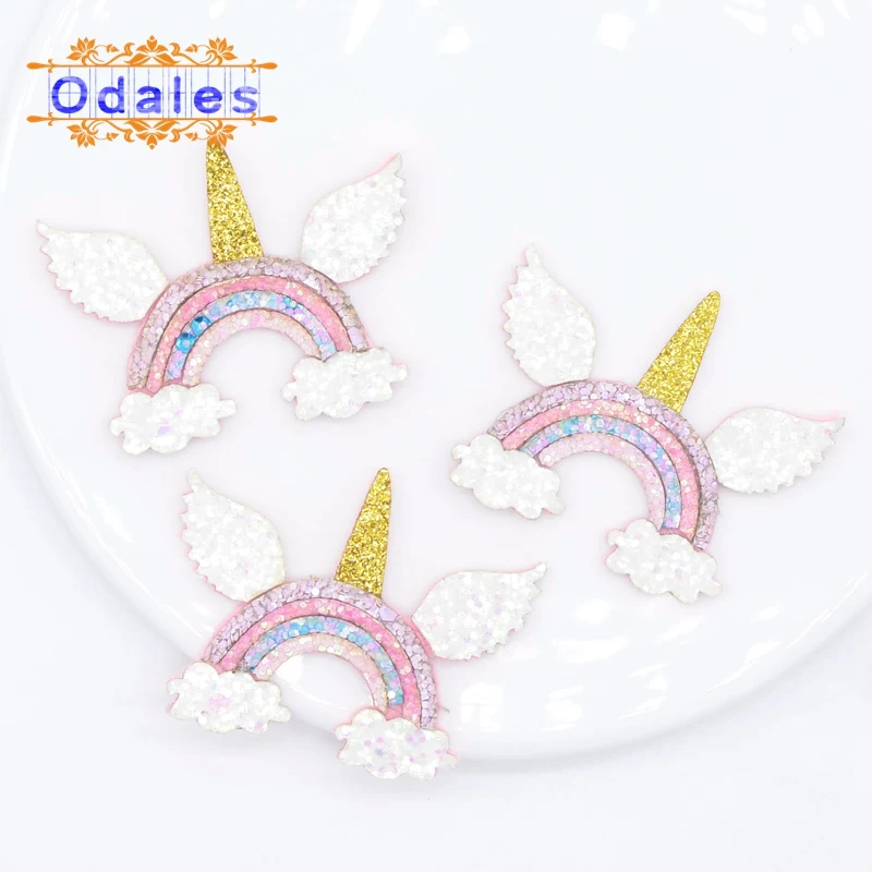 20 шт./лот Красочная радуга с золотым спиральным углом Единорог Крыло ангела