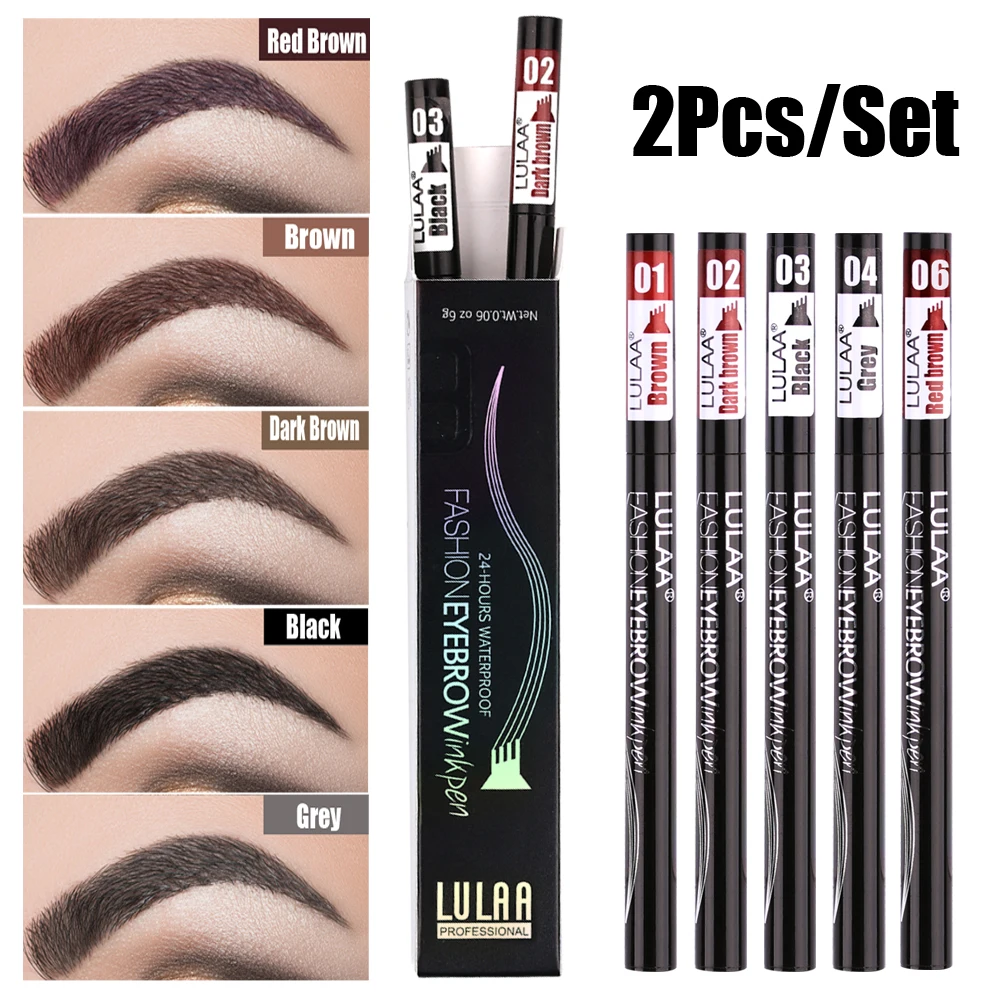 

6 Color Liquid Eyebrow Enhancer Eyebrow Tattoo Pen Sketch Waterproof Eyebrow Pencil 4 Head Long-lasting Eye Makeup