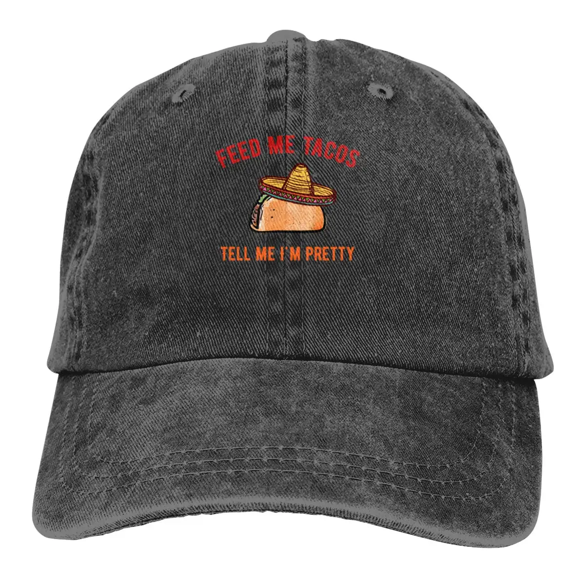 TSDFCFeed Me Tacos &amp Tell I'm Pretty Adjustable Cowboy Cap Baseball Hat Womens Men Black|Мужские бейсболки| |