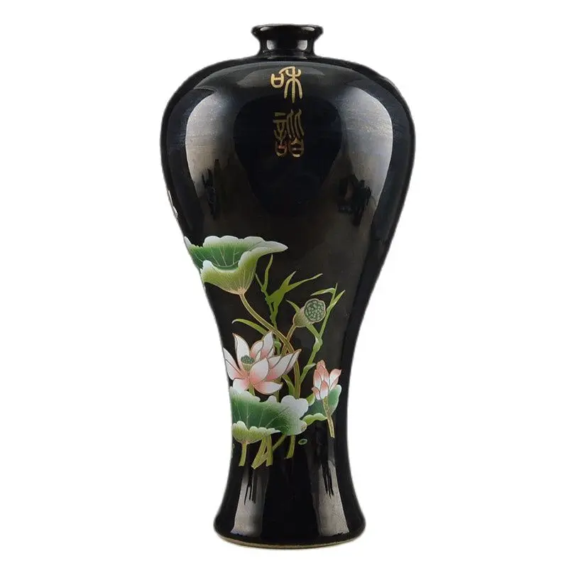 Черный и элегантность фарфор китайская старинная ручная роспись лотоса