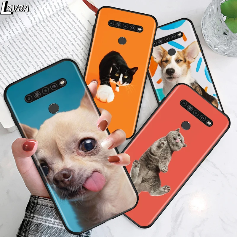 Собака, кошка, животное, для LG G8 G8S, G8X, V30, V35, V40, V50, V60, ThinQ Q60, K40, K50, K30, K41, K51, K61, K71, K22, черный чехол для телефона
