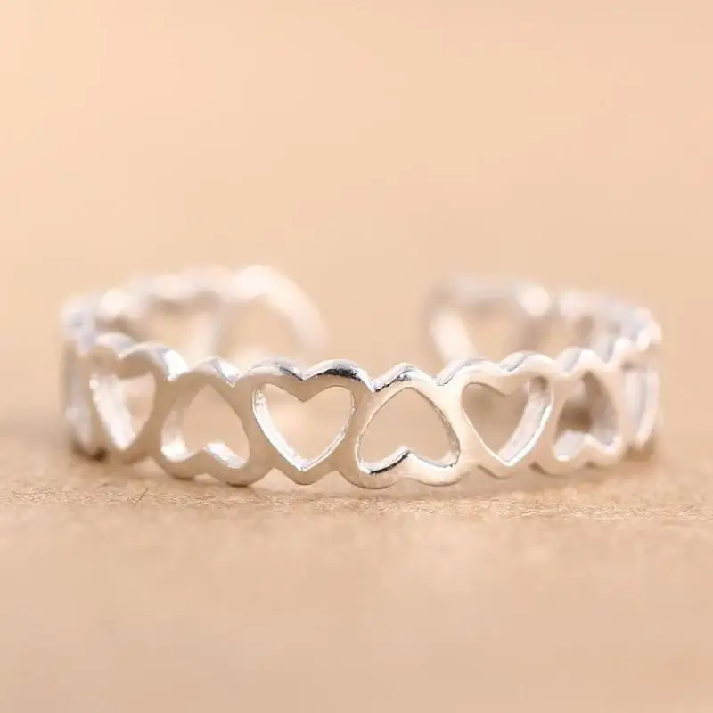 Настоящее чистое серебро 925 пробы кольца для женщин кольцо с сердцем