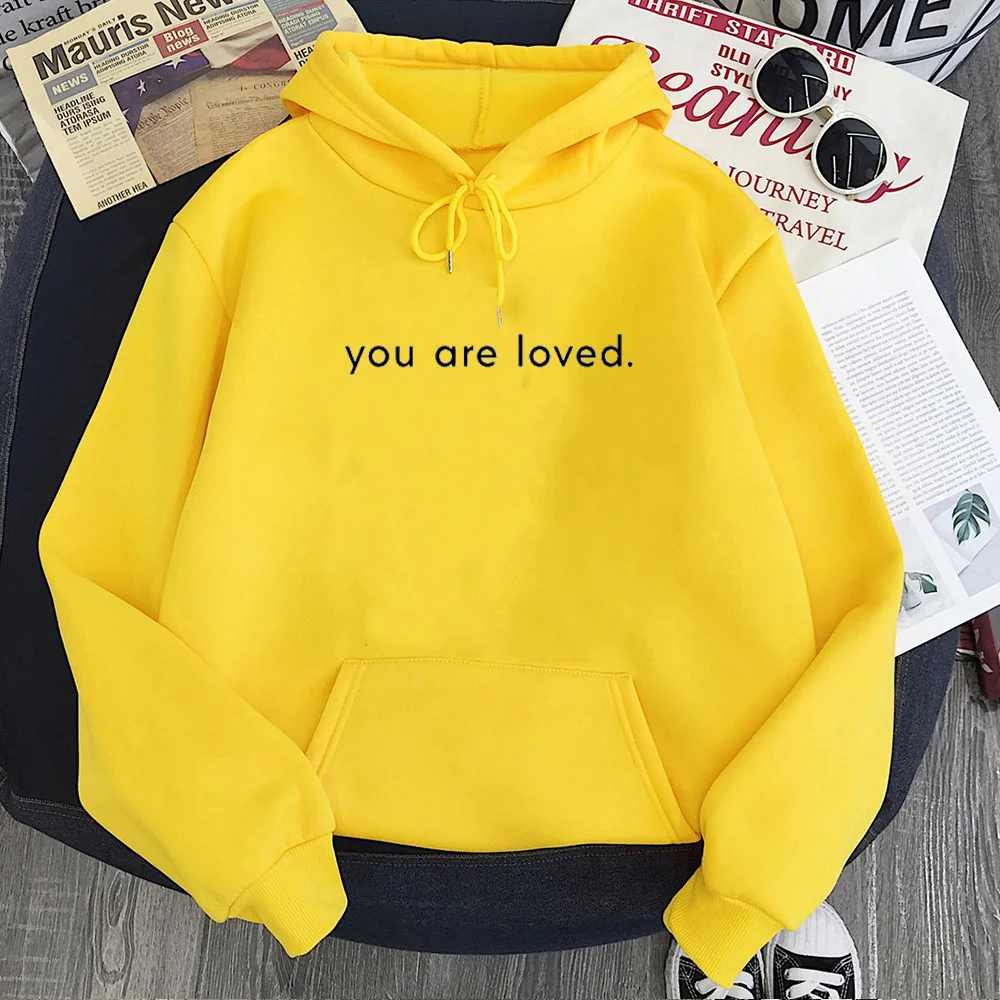 

You Are Loved Hoodies Women Love Quote Kawaii Clothes Fashion 2020 Feminist Printing Sweatshirt Women Funny Lover Quote Top M