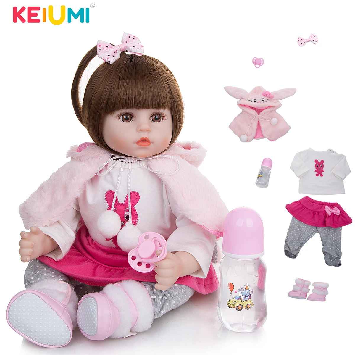 Fashion Princess Girl Doll Baby Reborn Toys Cosplay Rabbit Toddler Birthday Gifts